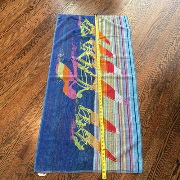 VTG Franco Beach Towel Colorful Windsurfers Waves Sailing 80s 90s - Picture 3 of 8
